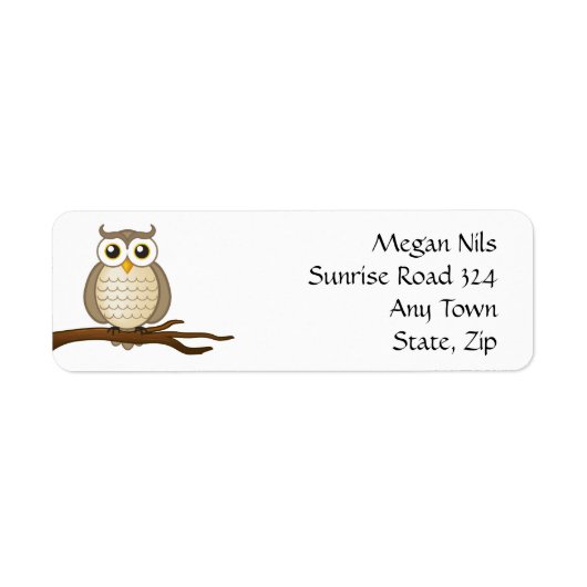 パーソナル化可能なかわいいフクロウ |差出人住所ラベル ラベル (正面)