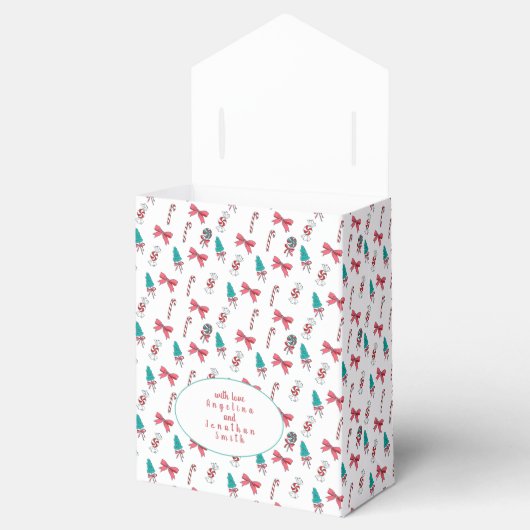 パーソナル化可能なクリスマスキャンディーケーンパターン フェイバーボックス (オープン)
