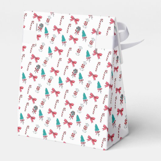 パーソナル化可能なクリスマスキャンディーケーンパターン フェイバーボックス (裏面サイド)