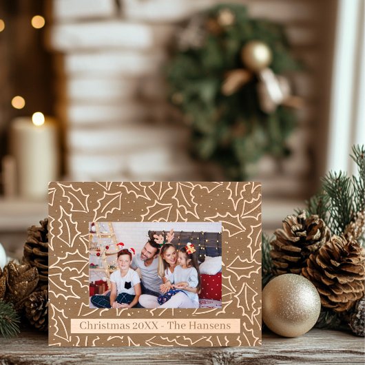 パーソナル化可能なクリスマスホリー木製 レーザー彫刻フレーム