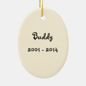 パーソナル化可能なドッグメモリアルオーナメント セラミックオーナメント (裏面)