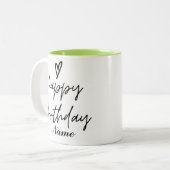 パーソナル化可能なハッピーバースデーコーヒーマグ ツートーンマグカップ (正面左)