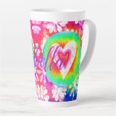 パーソナル化可能なハートフラワーパワー カフェラテマグ (右アングル)