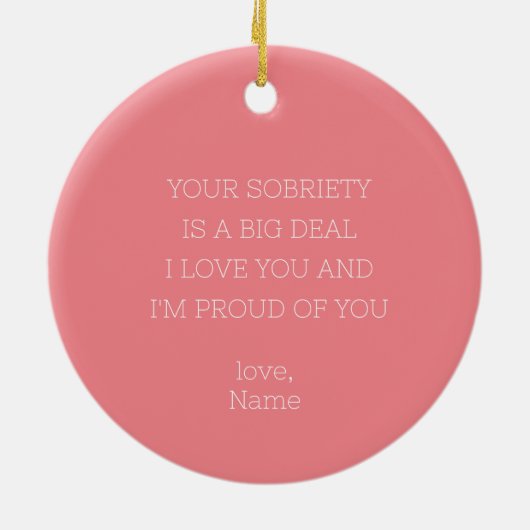 パーソナル化可能なピンクの木の汚れクリスマス セラミックオーナメント (裏面)