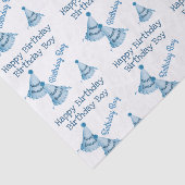 パーソナル化可能なブルーハッピーバースデーボーイパーティー帽子 薄葉紙 (詳細)