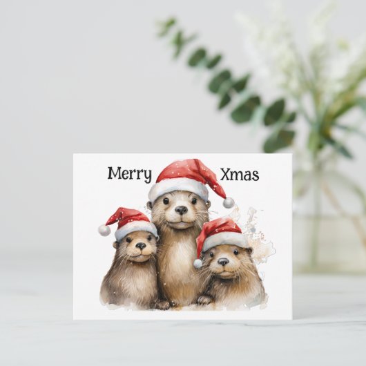 パーソナル化可能なメリークリスマス3個の文字 シーズンポストカード (スタンド正面)