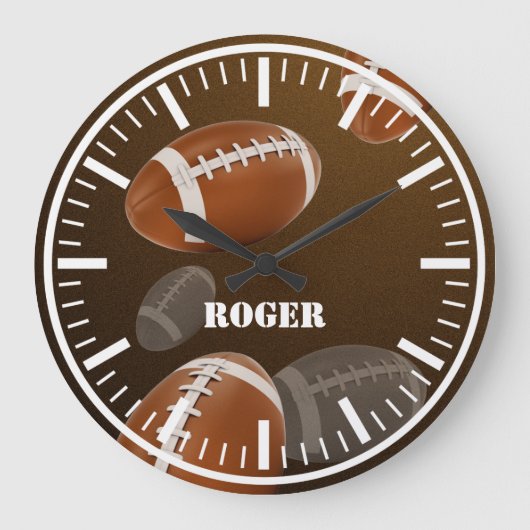 パーソナル化可能なラグビーウォールクロック ラージ壁時計 (正面)