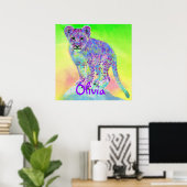 パーソナル化可能なレインボーライオンの子 ポスター (ホームオフィス)