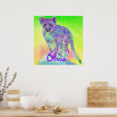 パーソナル化可能なレインボーライオンの子 ポスター (キッチン)