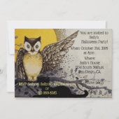 パーソナル化可能なヴィンテージフクロウハローウィンパーティ 招待状 (正面)