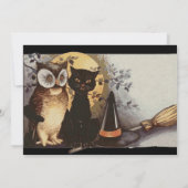 パーソナル化可能なヴィンテージフクロウハローウィンパーティ 招待状 (裏面)