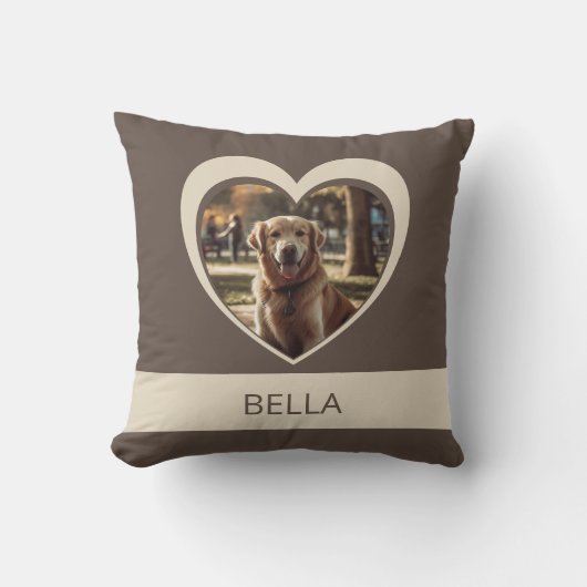 パーソナル化可能な写真と名前のハートストライプ枕 クッション (正面)