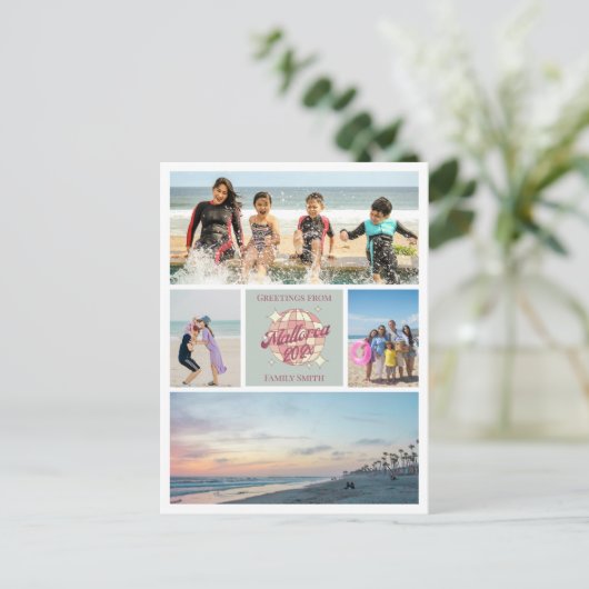 パーソナル化可能な写真マヨルカファミリー休暇 ポストカード (スタンド正面)