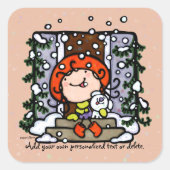 パーソナル化可能な冬の雪のクリスマスガールスクエア スクエアシール (正面)