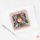 パーソナル化可能な冬の雪のクリスマスガールスクエア スクエアシール (封筒)