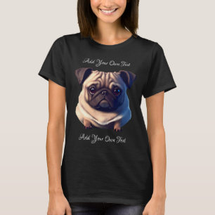 パーソナル化可能な可愛いパグ子犬 Tシャツ