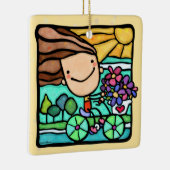 パーソナル化可能な愛する自転車に乗る女の子ライドバイク セラミックオーナメント (右)