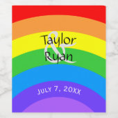 パーソナル化可能な明るい虹 ワインラベル (シングルラベル)