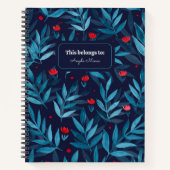 パーソナル化可能な水の色のナイトガーデン – ターコイズ ノートブック (正面)