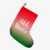 パーソナル化可能な赤い銀緑のパターン スモールクリスマスストッキング (正面 (吊り時))