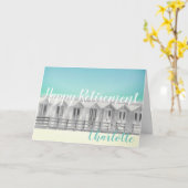 パーソナル化可能な退職ビーチ小屋シーサイドカード カード (黄色い花)