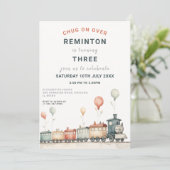 パーソナル化可能な鉄道をテーマにした誕生日招待状 招待状 (スタンド正面)