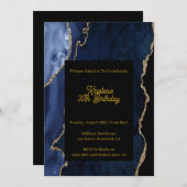 パーソナル化可能な青の誕生日招待状 招待状 (正面/裏面)