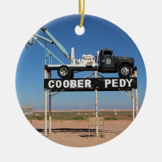 パーソナル化可能なCoober Pedy Outback土産 セラミックオーナメント (正面)