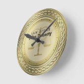 パーソナル化可能ラグジュアリーゴはかりで測ールデンオブジャスティス ラウンド壁時計 (傾斜)