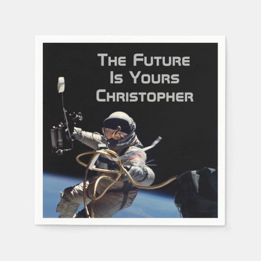 パーソナル卒業宇宙ウォーク宇宙飛行士 スタンダードカクテルナプキン (正面)