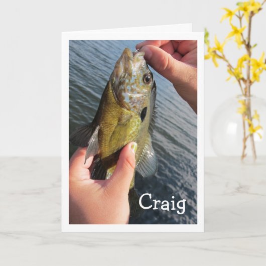 パーソナル名前をカスタムする魚釣りユーモア誕生日 カード (黄色い花)