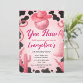 パーソナル宇宙ピンク女性のカーボーイ誕生日ダンス 招待状 (スタンド正面)