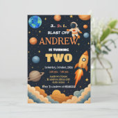 パーソナル宇宙飛行士ロケット誕生日 招待状 (スタンド正面)