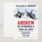 パーソナル戦闘機 空軍 誕生日パーティー 招待状 (正面/裏面)