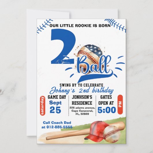 パーソナル生まれ2ボール誕生日 招待状 (正面)