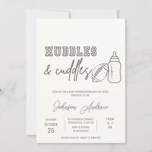 パーソナル男の赤ちゃんキックオフサッカーベビーシャワー 招待状 (正面)