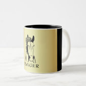 パーソナル芸術的化可能な金ゴールド/ブラックホースマグ ツートーンマグカップ (正面右)