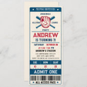 パーソナル野球スポーツヴィンテージチケットスタイル 招待状 (正面/裏面)