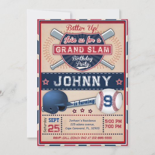 パーソナル野球フォトパーティの招待状 招待状 (正面)