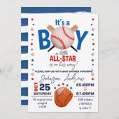 パーソナル野球ベビーシャワースラッガーパーティールーキー 招待状 (正面/裏面)