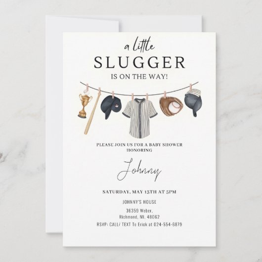 パーソナル野球用ベビーシャワー招待状 招待状 (正面)