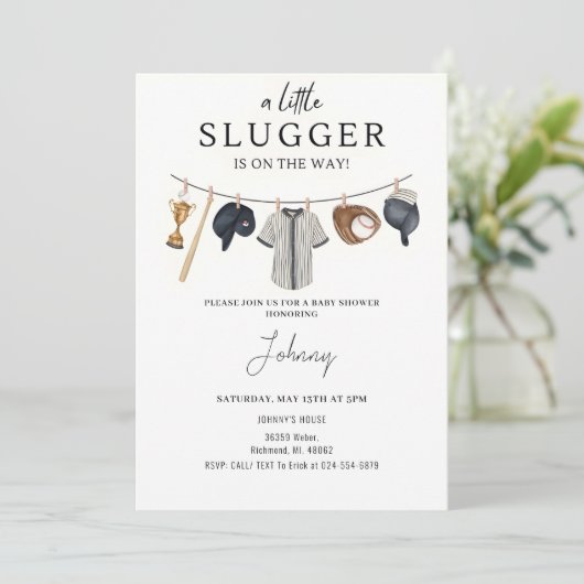 パーソナル野球用ベビーシャワー招待状 招待状 (スタンド正面)