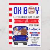 パーソナル野球赤ちゃんシャワー小さなスラガー 招待状 (正面/裏面)