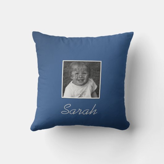 パーソナル2枚カスタムの写真カスタム文字オンブルー クッション (裏面)