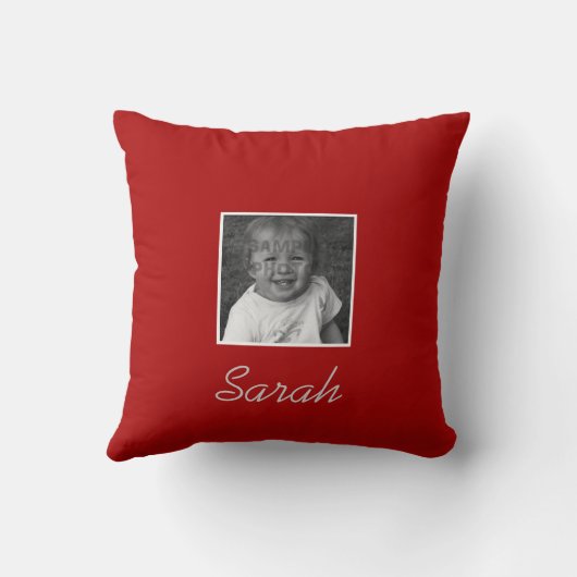 パーソナル2枚カスタムの写真カスタム文字オンレッド クッション (裏面)