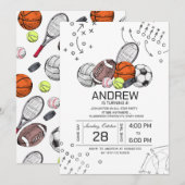 パーソナル オールスター スポーツ バースデー インビテーション (正面/裏面)