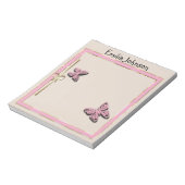 パーソナル，カラフル，ピンク，蝶 ノートパッド (回転)