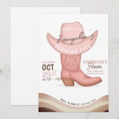 パーソナル サウスウエスト ピンクカウガール バースデーパーティー 招待状 (正面/裏面)