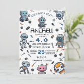 パーソナル テック ロボット 誕生日パーティー招待状 招待状 (スタンド正面)