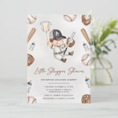 パーソナル ベースボール ルーキー ベビー シャワー かわいいクマ 招待状 (スタンド正面)